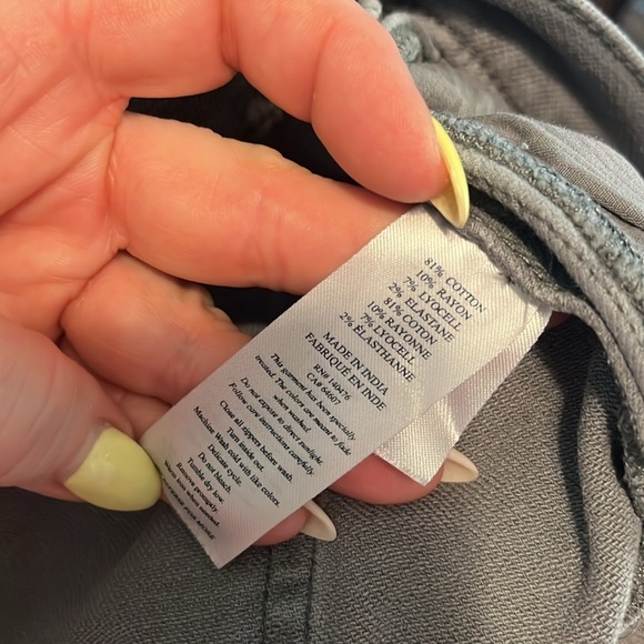 Faherty Stretch Terry 5-Pocket Pants Slate Gray Mid-rise Slim Leg Hemmed Short - Picture 11 of 14